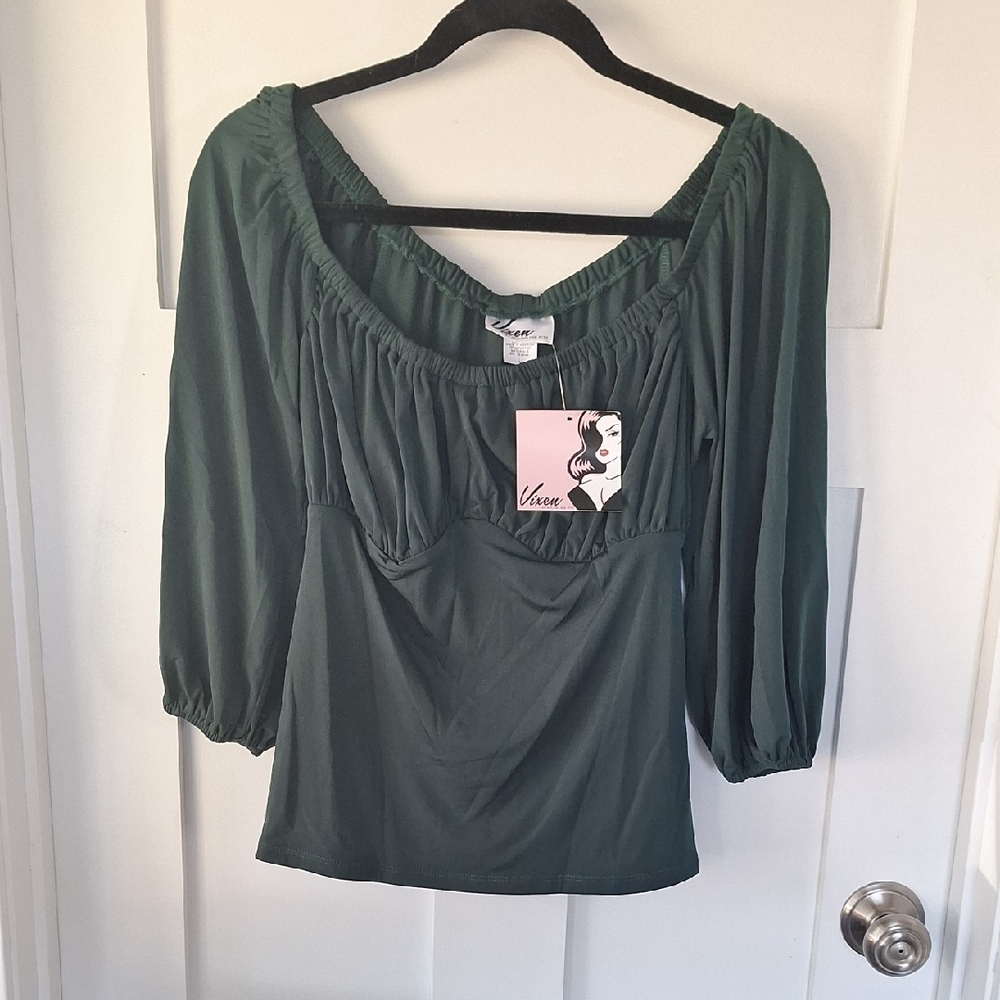 Vixen by Micheline Pitt Deep Green Blouse